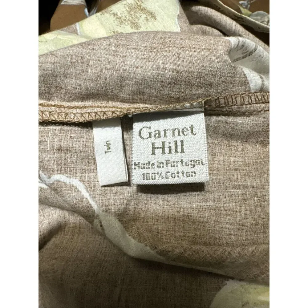 Garnet Hill Twin Cotton Duvet Cover Brown Green Pear Print Portugal